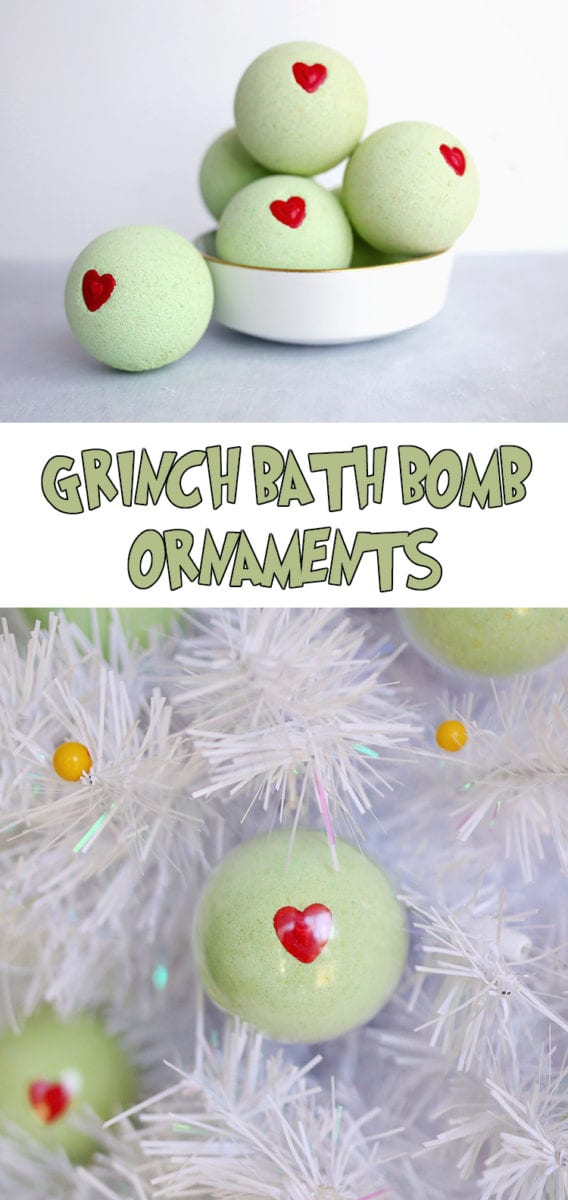 DIY Grinch Bath Bomb Christmas Ornaments
