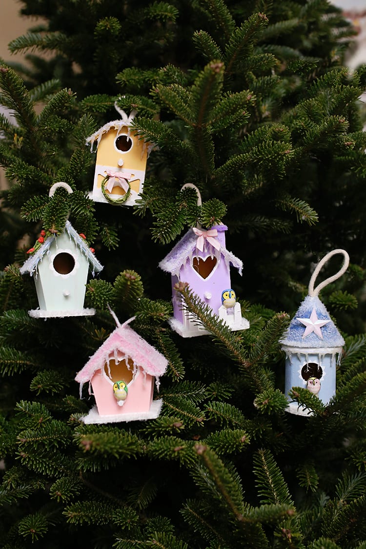 Mini Bird House Christmas Village Ornaments