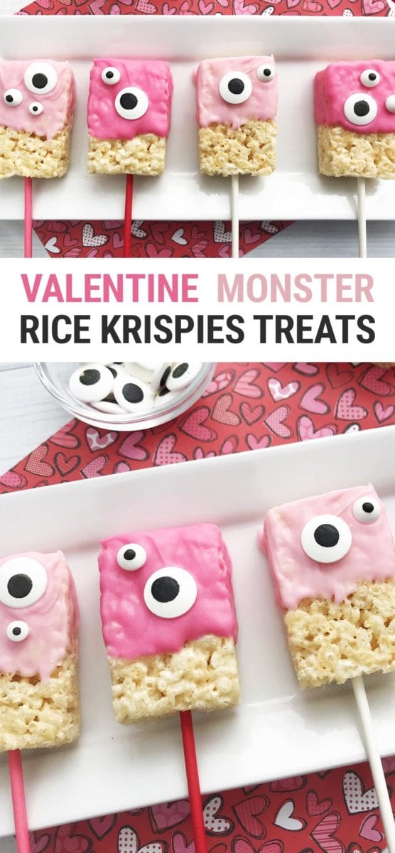 Cute Monster Valentine Rice Krispie Treats Recipe for Valentines Day