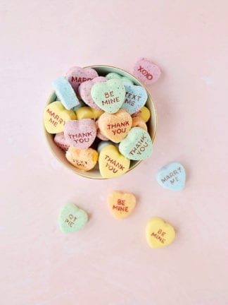 DIY Conversation Heart Valentine’s Day Bath Bombs thumbnail