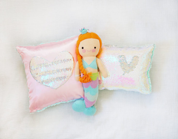 little mermaid sequin pillow