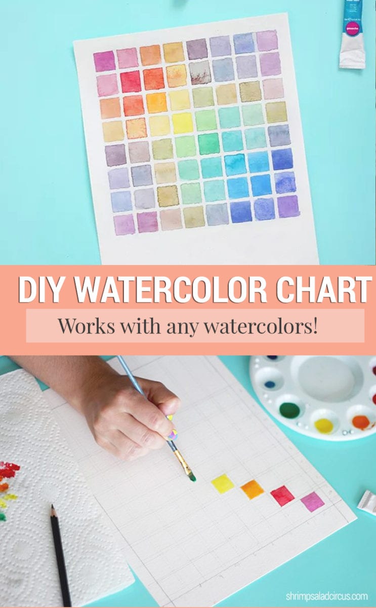 Photo of a DIY watercolor chart for mixing paint