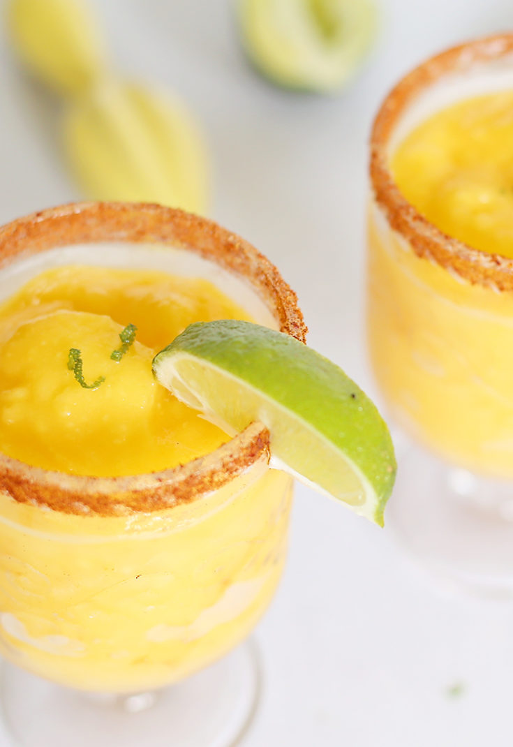 Chili Lime Frozen Mango Margarita Recipe Made from Scratch with Tajin