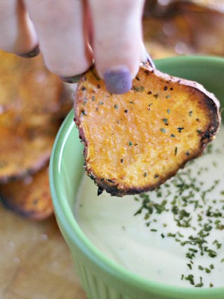 Organic Crispy Parmesan Baked Sweet Potato Chips Recipe thumbnail