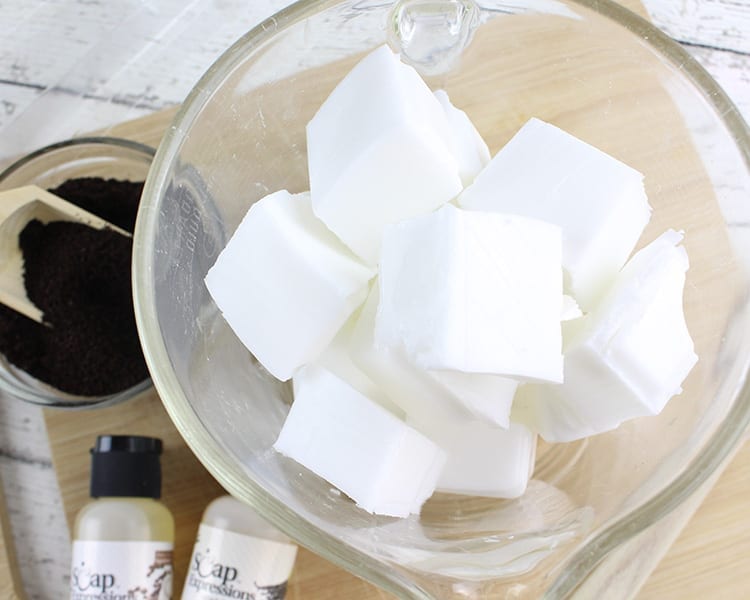 Cutting Melt and Pour Soap Base for Coffee Soap Recipe