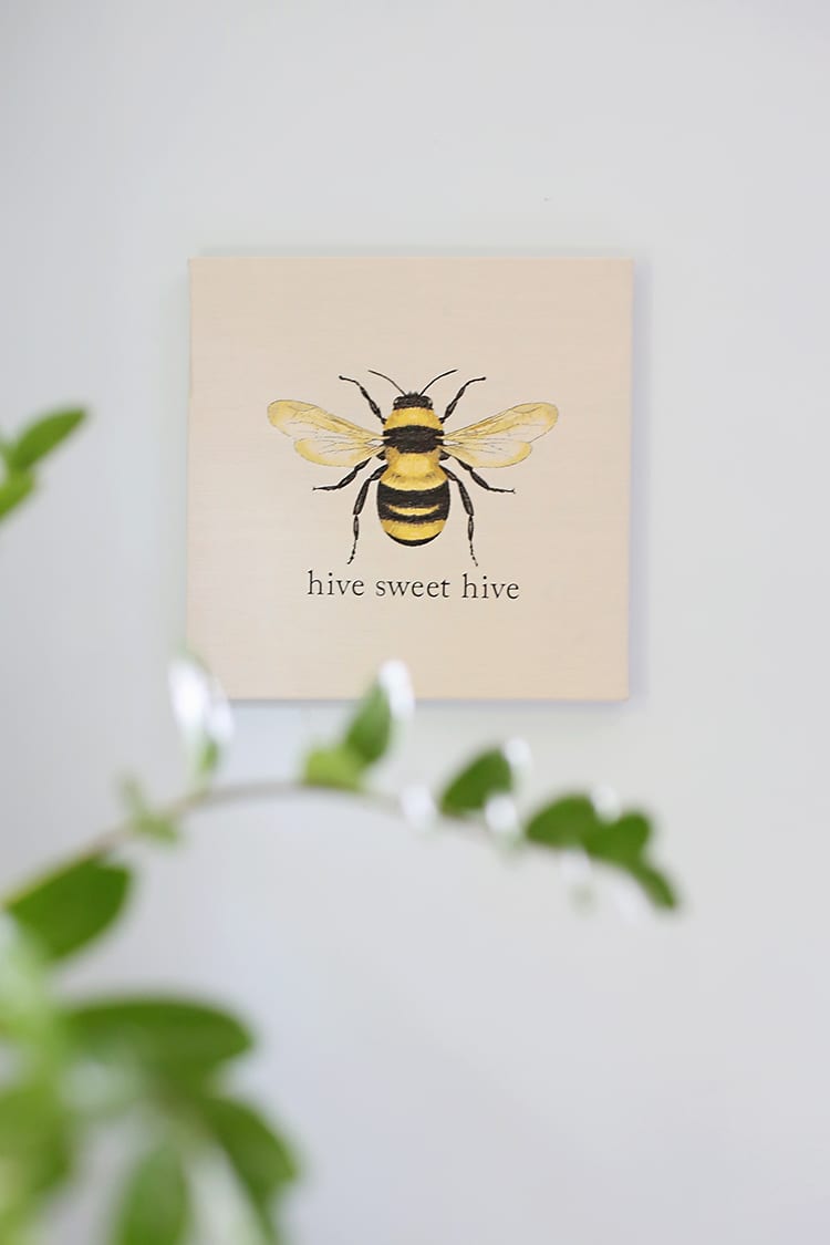 Easy Embroidery Effect for Wall Art - Hive Sweet Hive