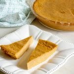 Gluten-Free Crustless Pumpkin Pie Recipe on a square white plate