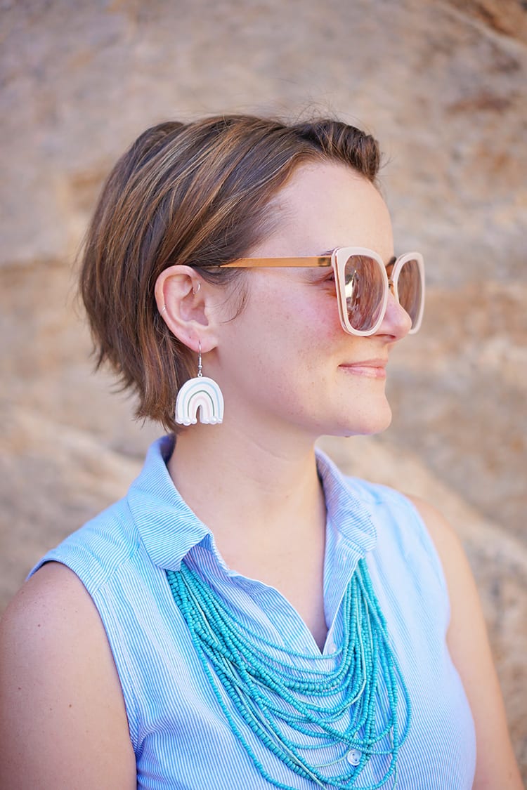 Rainbow shop clay earrings