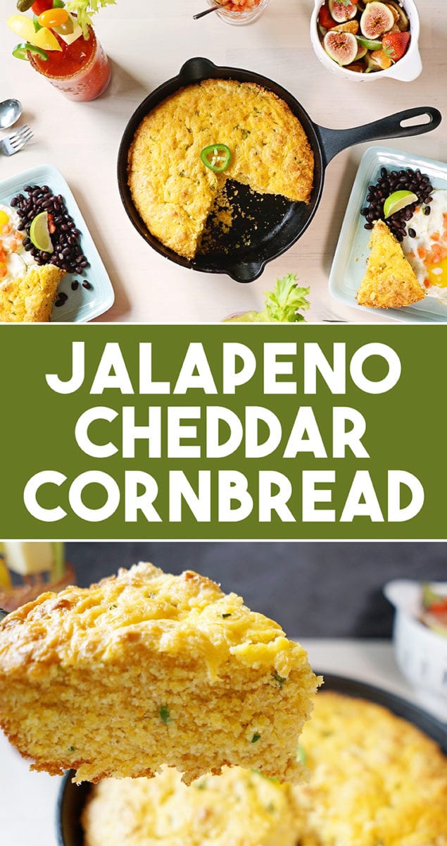 Buttermilk Cast Iron Skillet Jalapeño Cheddar Cornbread Recipe for Brunch Pinterest