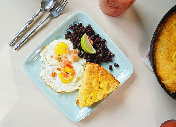 Cast Iron Skillet Jalapeño Cheddar Cornbread Recipe for Brunch or Dinner