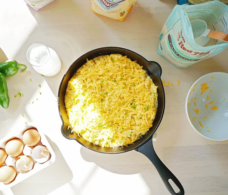 Cast Iron Skillet Jalapeño Cheddar Cornbread Recipe with Buttermilk