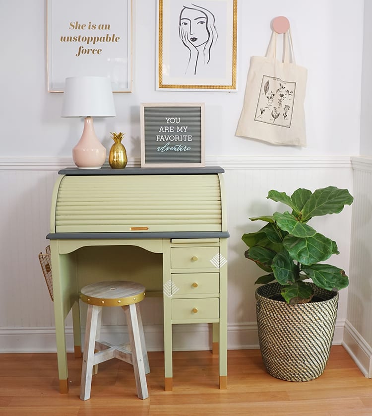 Vintage Roll Top Desk Makeover - After 4