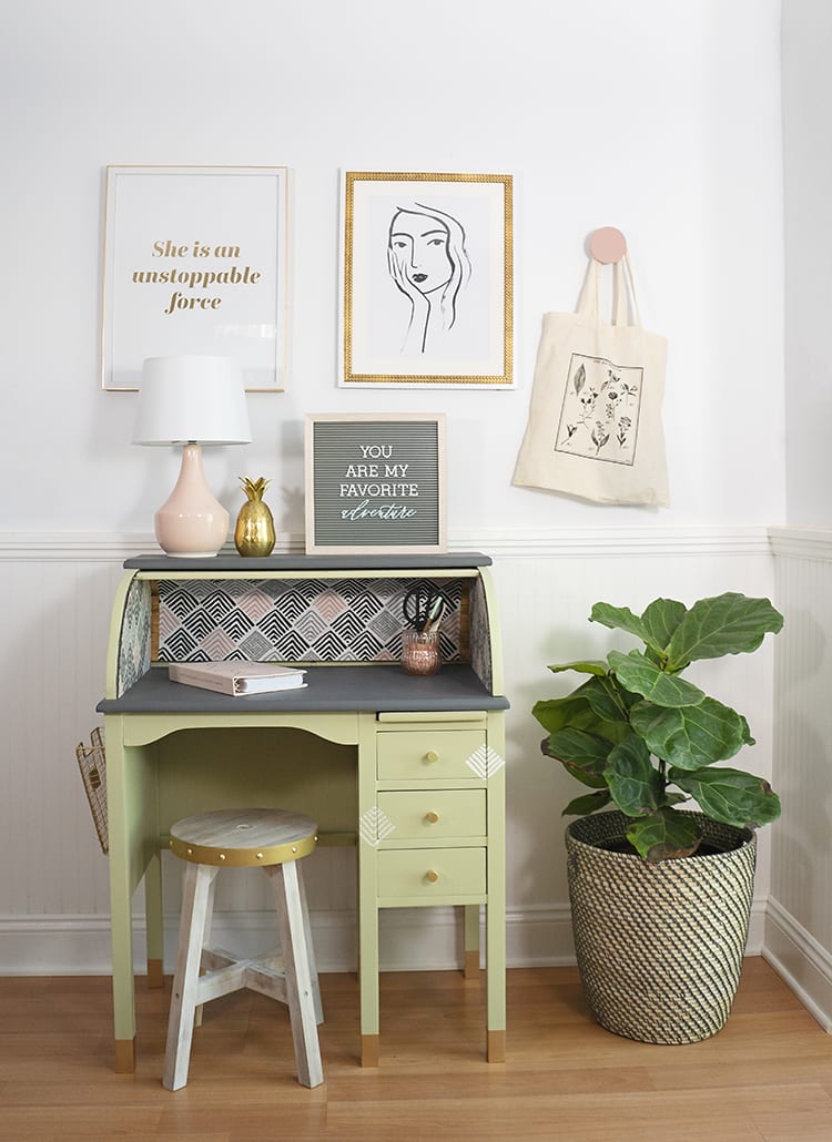 Vintage Roll Top Desk Makeover - After 5