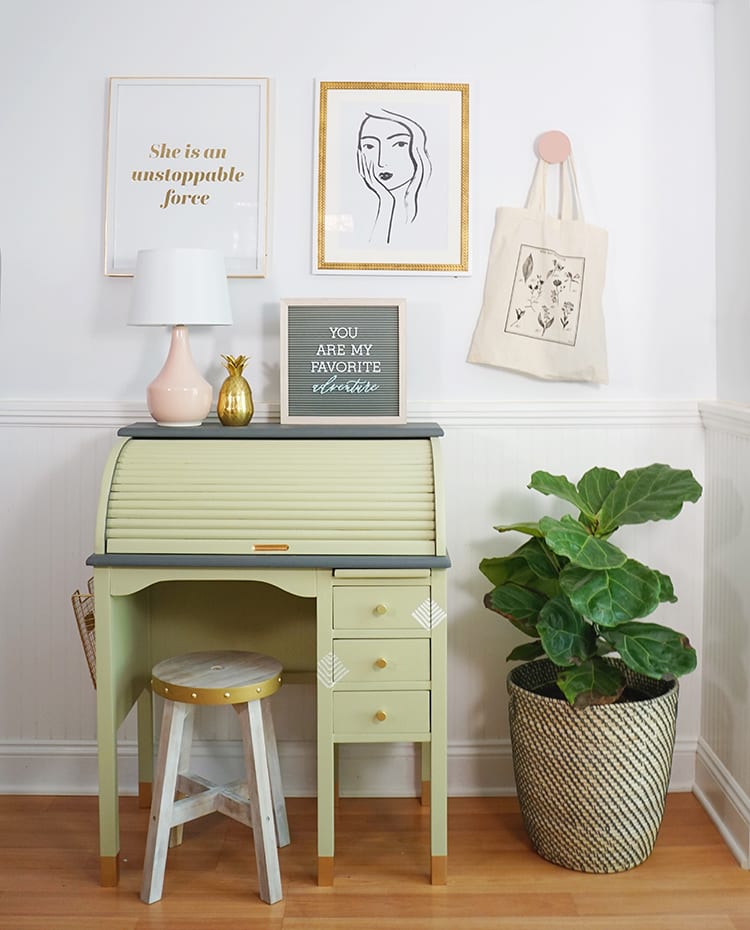 Vintage Roll Top Desk Makeover - After 6