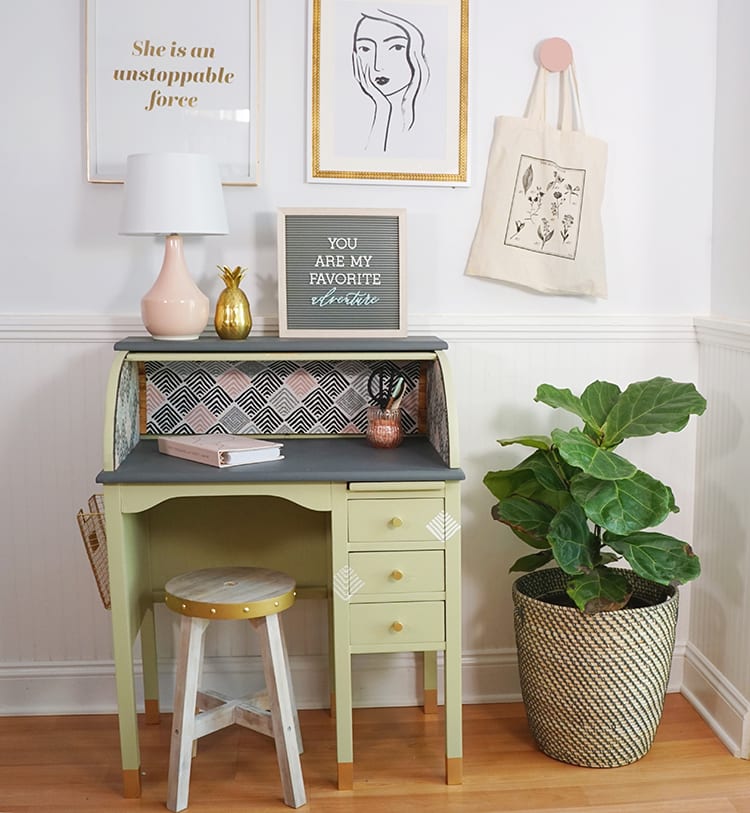 Vintage Roll Top Desk Makeover - After 7