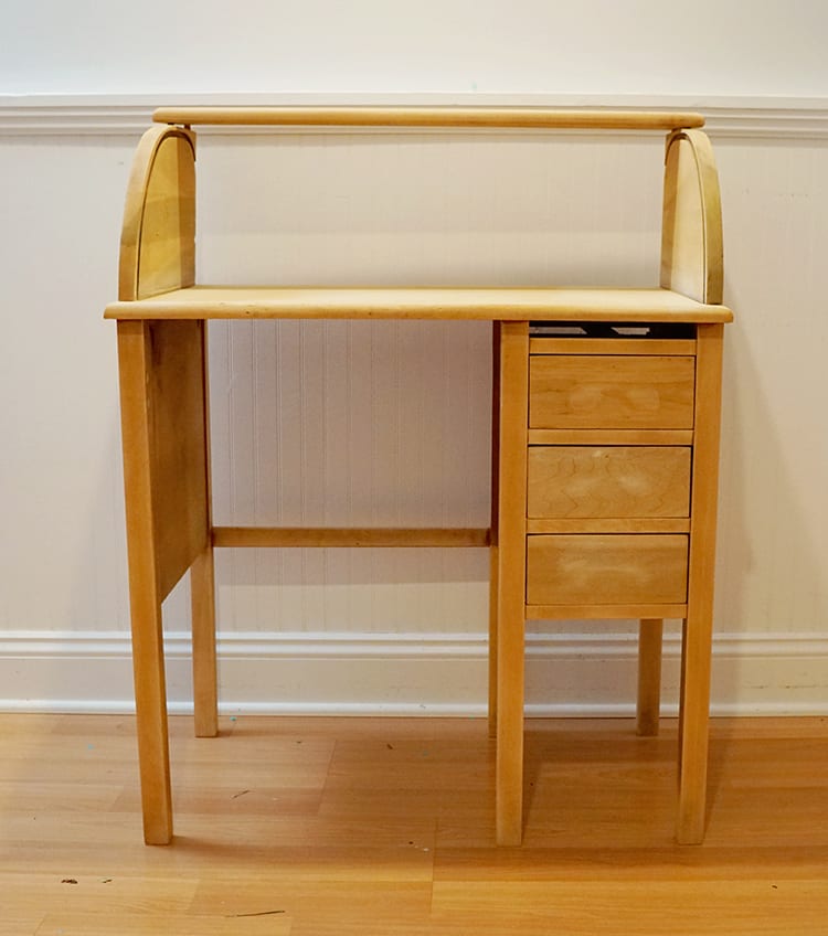 Vintage Roll Top Desk Makeover - After Sanding