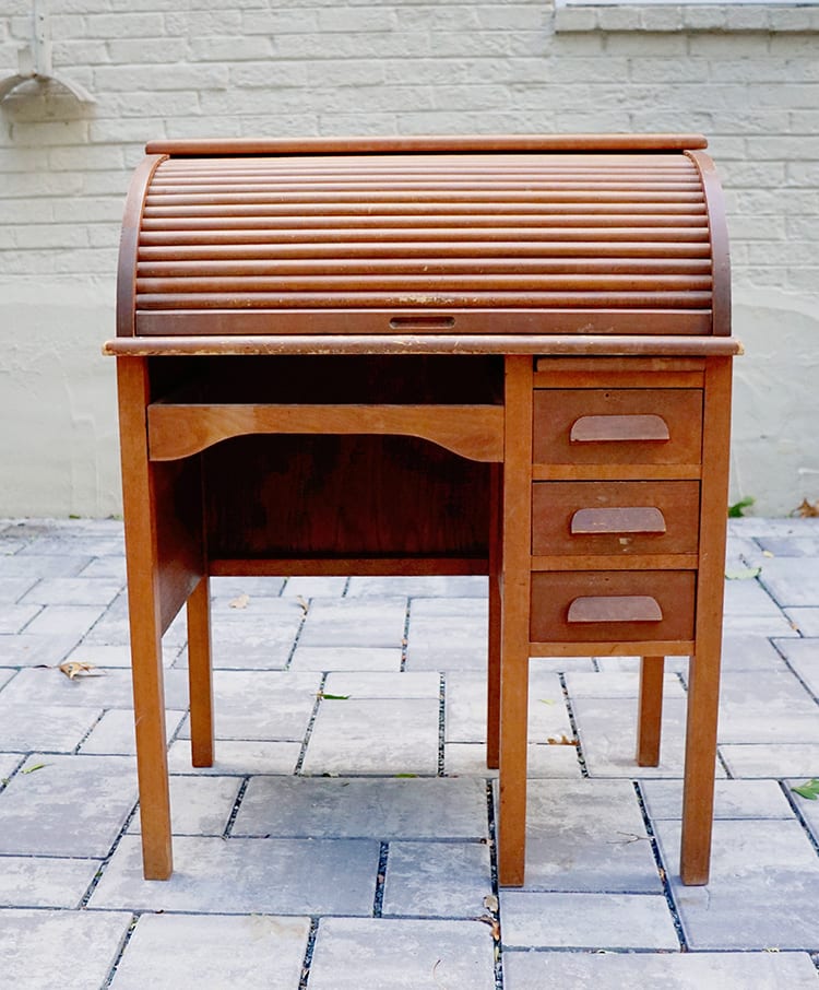 Vintage Roll Top Desk Makeover - Before 2