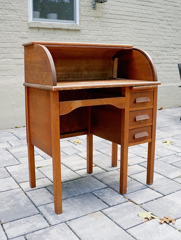 Vintage Roll Top Desk Makeover - Before 3