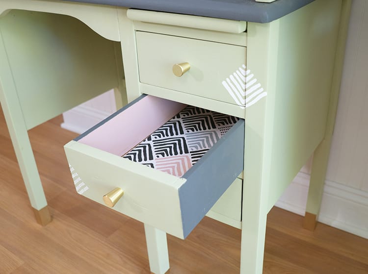 Vintage Roll Top Desk Makeover With Fabric-Lined Drawers