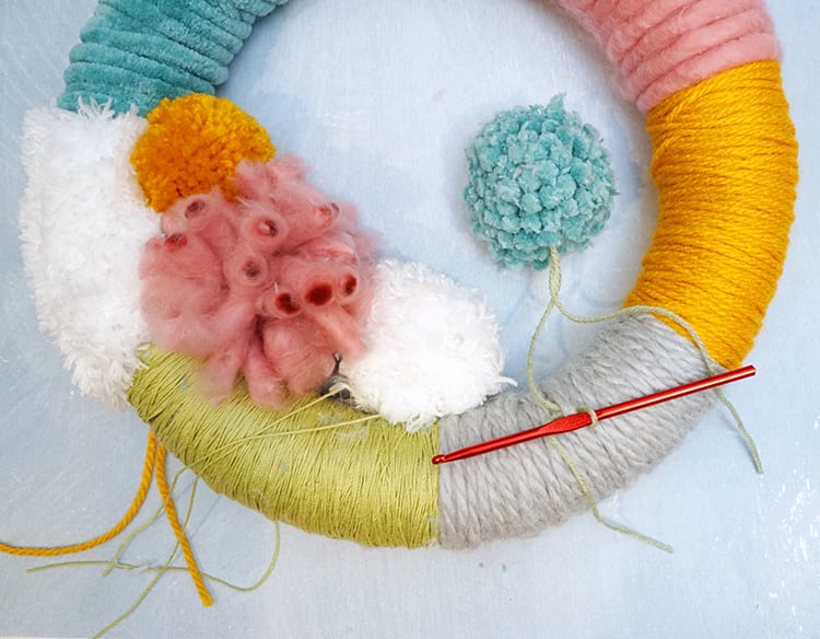 How to Make a Wreath Step by Step - Attach Pom Poms