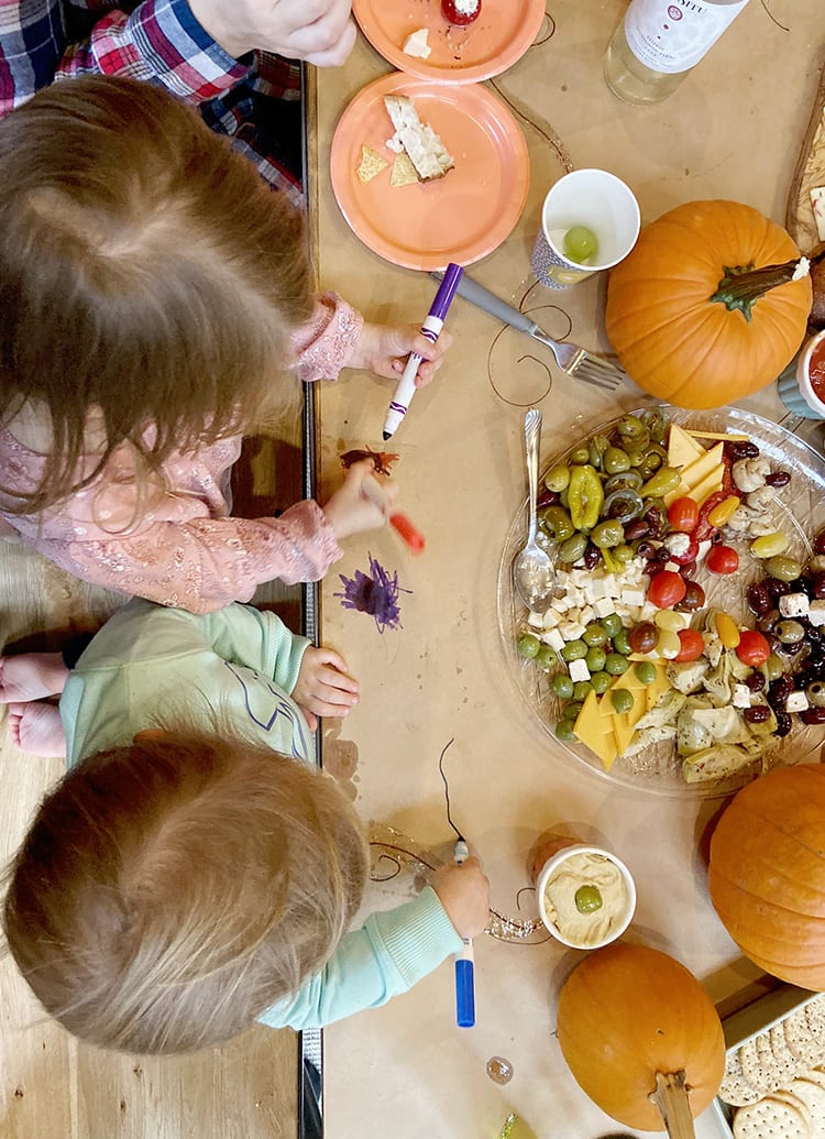 Kids Coloring Table at Thanksgiving Dinner