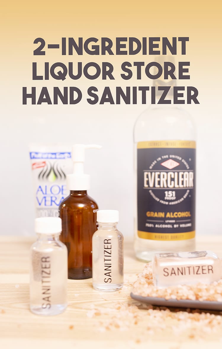 Mix up a bottle of natural DIY hand sanitizer gel with this quick, easy recipe. You can even use it as a spray if you put it in a spray bottle! Add optional essential oils for a better smell, and use 100% aloe vera gel for a moisturizing mixture. It's safe for kids to use on their hands, but be sure to add cute labels to keep the bottles from getting mixed up so that nobody accidentally drinks it! This homemade hand sanitizer with Everclear grain liquor is great for disinfecting and is even effective against Coronovirus (COVID-19) since it contains at least 60% alcohol, which is CDC recommended. 
