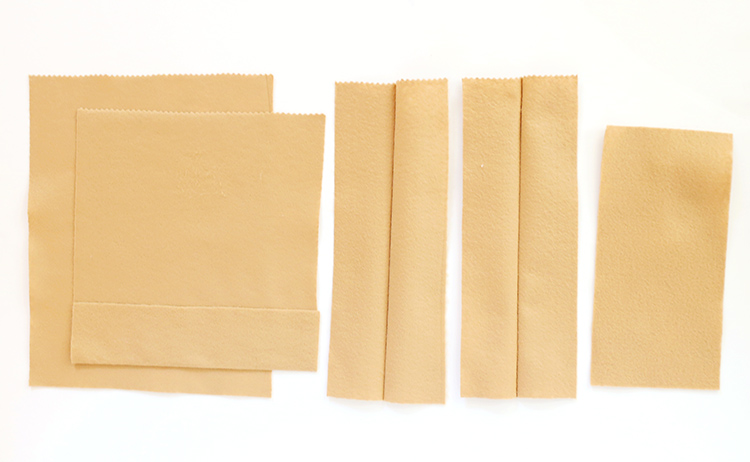 Press and Melt Felt to Create Brown Paper Bag Folds to Make a Play Grocery Sack